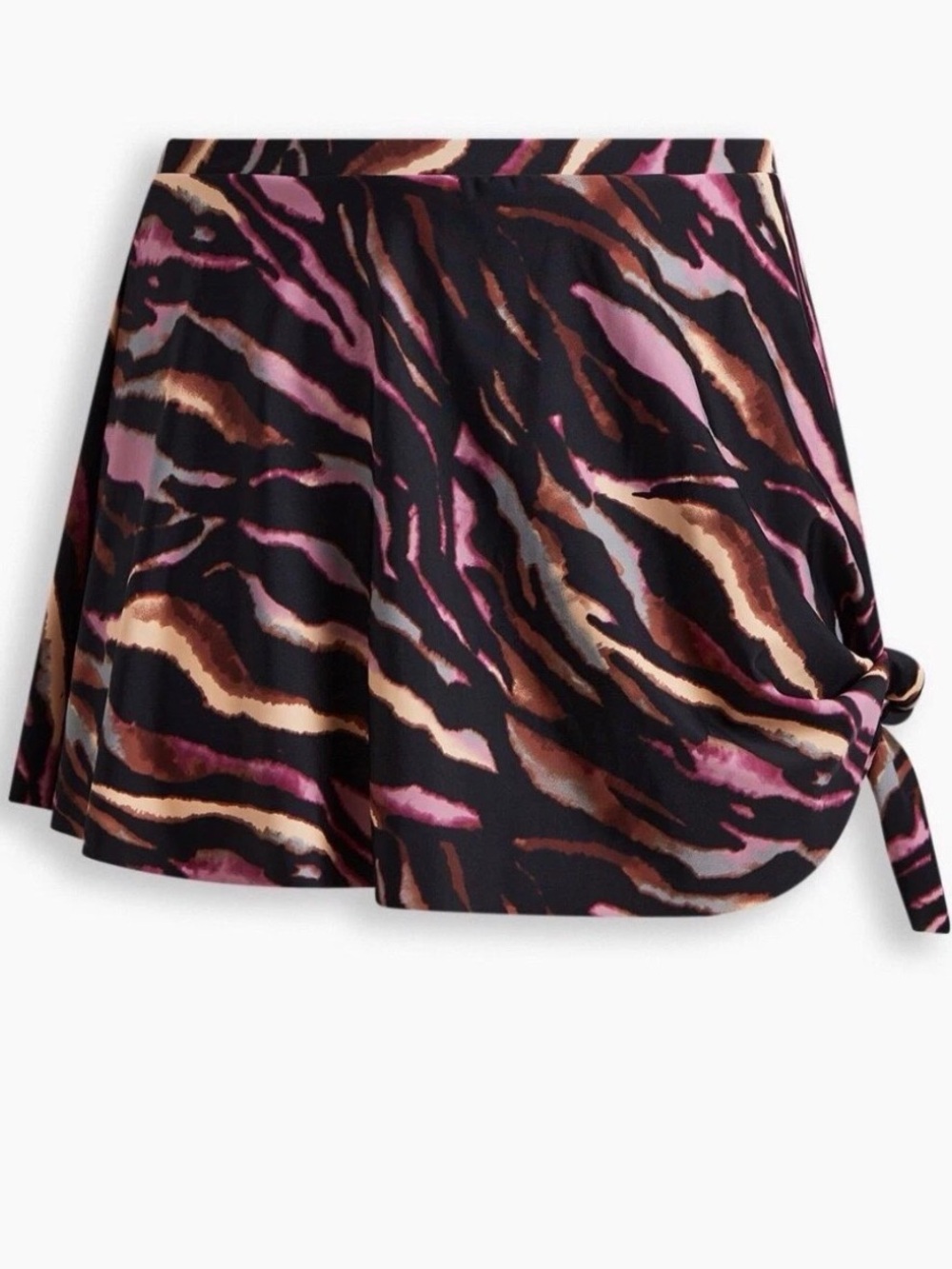 torrid Black Animal-Print swim skirt with built in briefs.